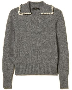 Twinset Polo Shirt With Crochet Collar - Grey