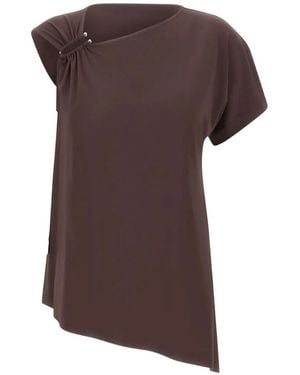 Kaos Asymmetric Gathered Blouse - Brown
