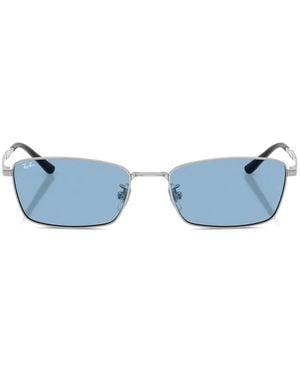 Ray-Ban Titanium Rectangle-Frame Sunglasses - Blue