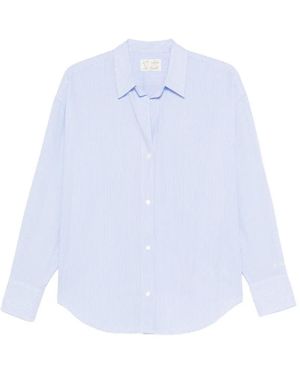 MC2 Saint Barth Striped Cotton Cristal Shirt With Après St. Barth Embroidery - White
