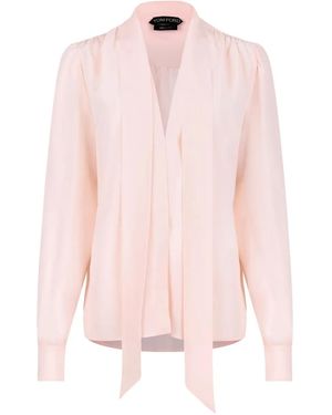 Tom Ford Neck-Tie Silk Blouse - Pink