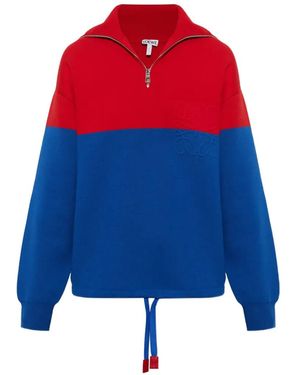 Loewe Quarter-Zip Polo Jumper - Blue