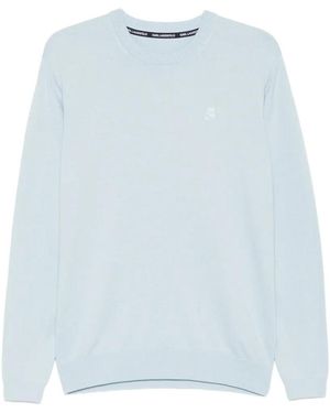 KARL LAGERFELD Logo-Embroidered Crew-Neck Jumper - Blue
