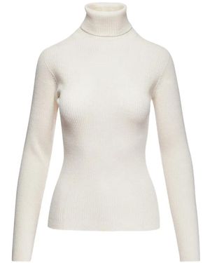 Essentiel Antwerp Pull Côtelé Kelmuse2 À Col Roulé - Blanc