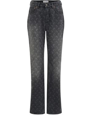 Marine Serre Jeans Met Maanprint En Logo - Blauw