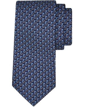 Ferragamo Writer-Print Silk Tie - Blue