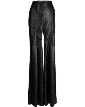 Palmer//Harding Precision Faux-Leather Flared Trousers - Black
