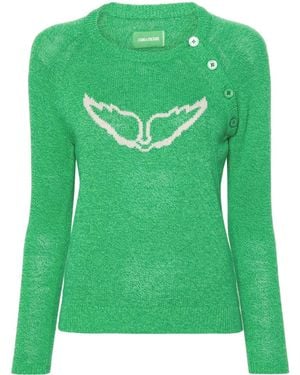 Zadig & Voltaire Regliss Wings-Intarsia Sweater - Green