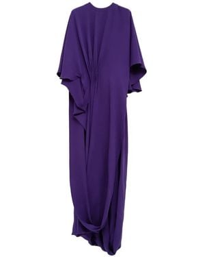 Balenciaga Short Sleeves Draped Dress - Purple