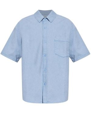 American Vintage Camicia Denim A Maniche Corte - Blu