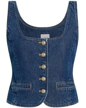 Cinq À Sept Rowena Button-Up Denim Top - Blue