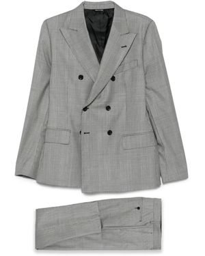 Reveres 1949 Double-Breasted Checked-Pattern Suit - Grey