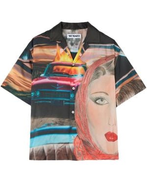 Sunnei Camisa Con Estampado Annemarie - Negro