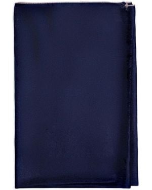 Eleventy Frayed-Trim Embroidered Scarf - Blue