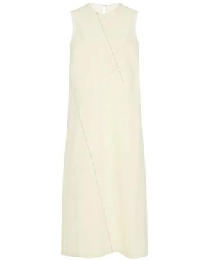 6397 Diagonal Denim Midi Dress - White