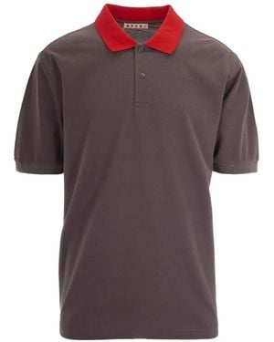 Marni Polo Con Logo Bordado - Rojo