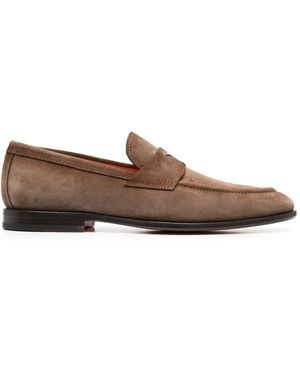 Santoni スエード ペニーローファー - ブラウン