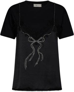Blumarine Jersey T-Shirt With Top-Effect Applique - Black