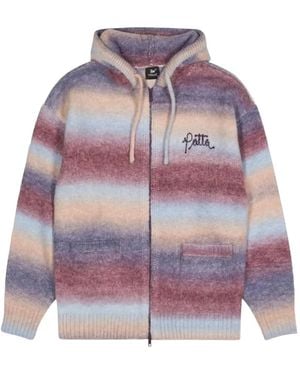 PATTA Striped-Pattern Hoodie - Purple