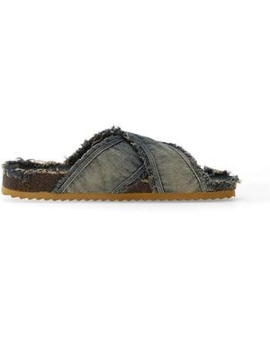 DIESEL D-Woodstock Frayed Sandals - Green