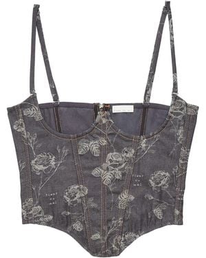 Fleur du Mal No Cup Jacquard Bustier - Grey