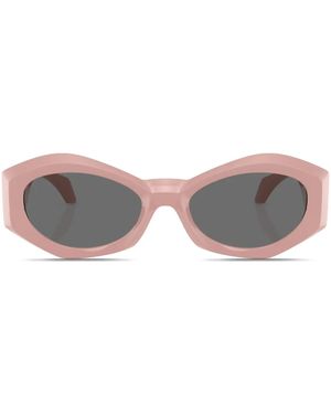 Versace Medusa-Plaque Oval-Frame Sunglasses - Grey