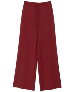 Max Mara Pantalones Palazzo Anchos Con Cordones En La Cinturilla - Rojo