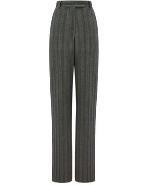 Ferragamo Ferragamo Straight-Leg Chevron Tailored Trousers - Grey