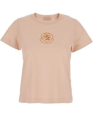 Moncler Heart-Embroidered T-Shirt - Pink