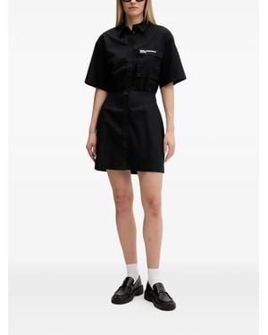 KARL LAGERFELD Cut-Out Logo-Waistband Dress - Black