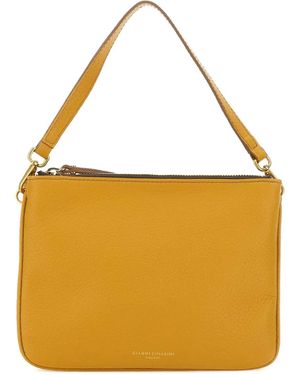 Gianni Chiarini Leren Schoudertas - Geel