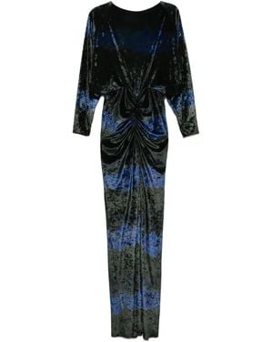 Amsale Ombre -Lvet Long-Sleeves Gown - Black