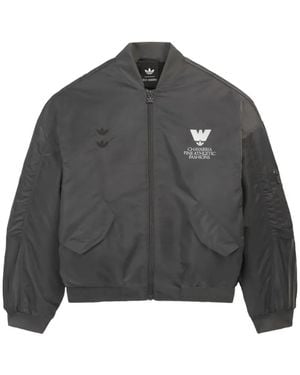 Willy Chavarria X Adidas Logo-Print Bomber Jacket - Grey