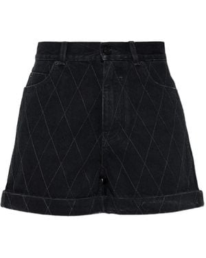Balmain Diamond-Quilted Turn-Up Shorts - Black