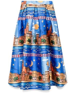 ALESSANDRO ENRIQUEZ Falda midi estampada - Azul
