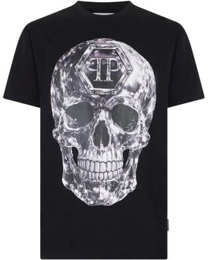 Philipp Plein Jersey T-Shirt Glass Skull - Black