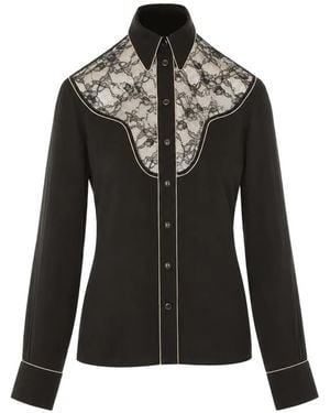 Amiri Western Lace-Panel Shirt - Black