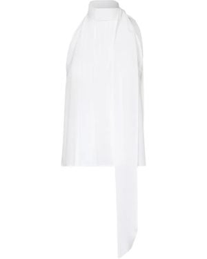 Max Mara Halterneck Tie-Fastening Blouse - White