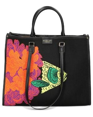 MY BEST BAG Atena Ethology Floral Fish Tote Bag - Black