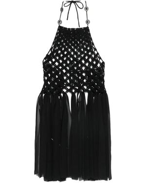 Pinko Macramé-Knit Top - Black