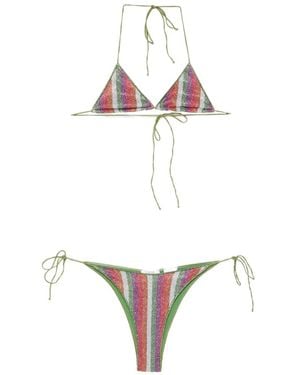 Oséree Lolita Striped-Pattern Bikini - White