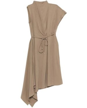 Peserico Asymmetric Midi Dress - Natural