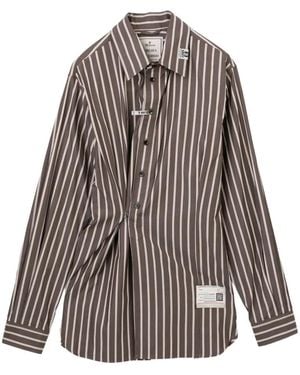 Maison Mihara Yasuhiro Striped Twisted-Detail Shirt - Brown