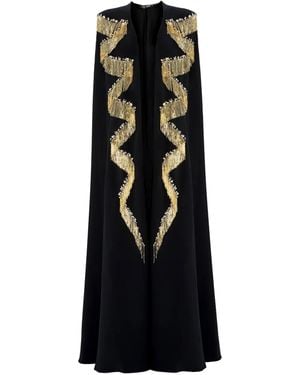 Jenny Packham Fringe-Embellished Cape Top - Black