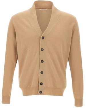 Kangra Shawl Collar Button Cardigan - Natural
