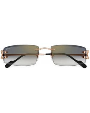 Cartier Rimless Rectangle-Frame Sunglasses - Pink