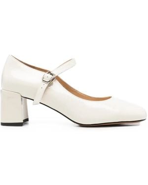 Linda Baumann Buckle-Fastening Block-Heel Court Shoes - White