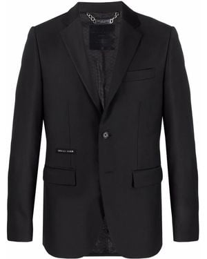 Philipp Plein Crystal Skull Single-Breasted Blazer - Black