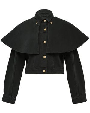 Ulla Johnson The Agata Cape Denim Jacket - Black