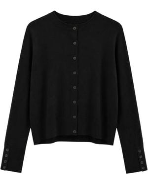 Yigal Azrouël Essential Button-Cuff Crew-Neck Cardigan - Black